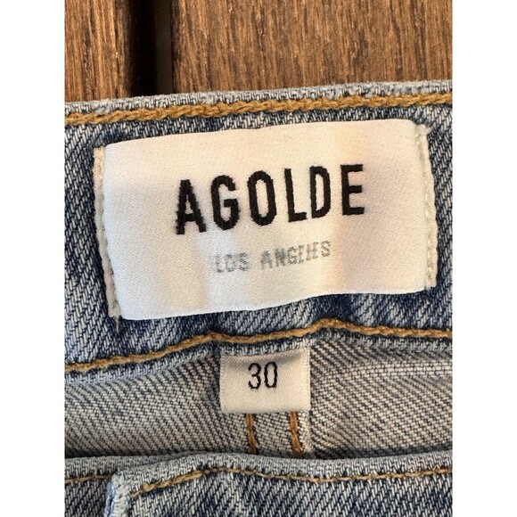 AGOLDE Mid Rise Sophie Ripped Skinny Ankle Jeans Women’s Sz 30 Blue Light Wash - Picture 3 of 11
